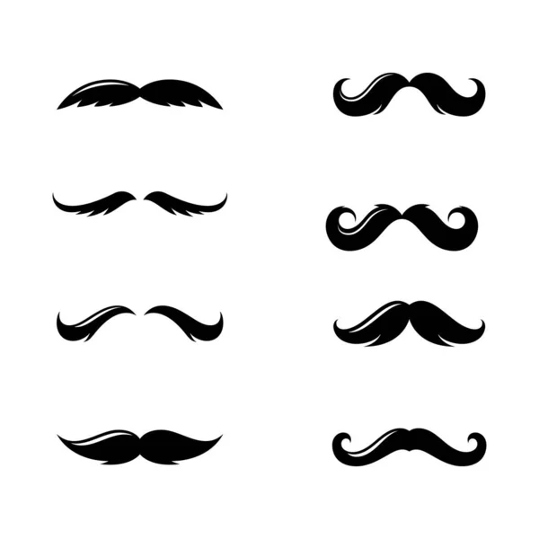 Conjunto Iconos Bigote Para Peluquería Logo Barbería Diseño Retro — Archivo Imágenes Vectoriales