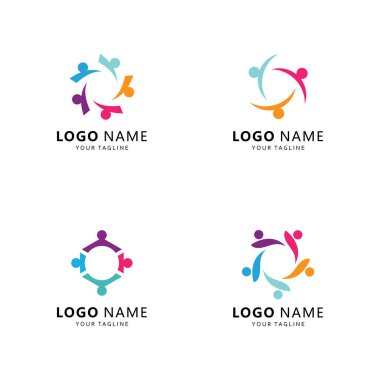 Topluluk ve evlat edinme bakımı logo vektör şablonu