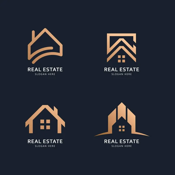 Logo Inmobiliario Concepto Diseño Iconos — Vector de stock