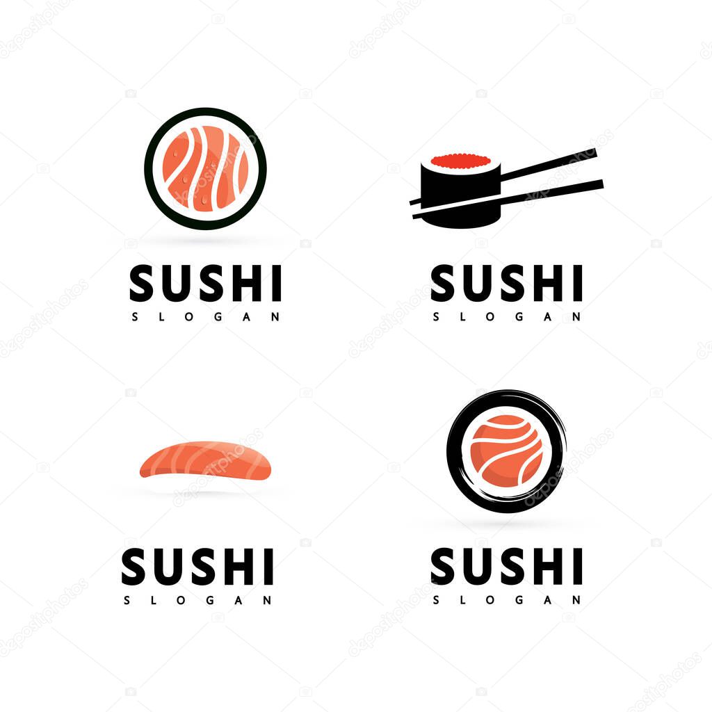 Logo Icon Vector Icon Style Illustration Bar or Shop, Sushi,Onigiri Salmon Roll, Isolated modern Object