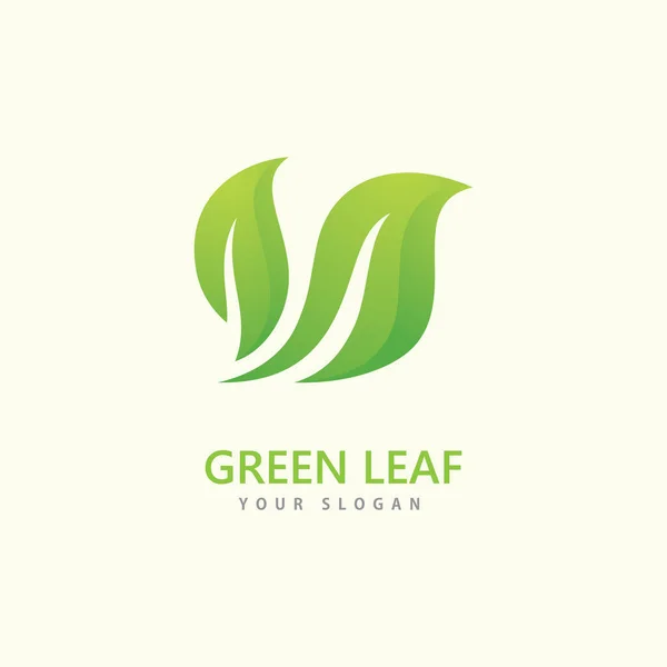 Green Leaf Logo Icon Vector Template — Stock Vector