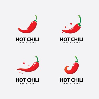 Baharatlı Chili logo simgesi vektörü Red Pepper logo şablonu