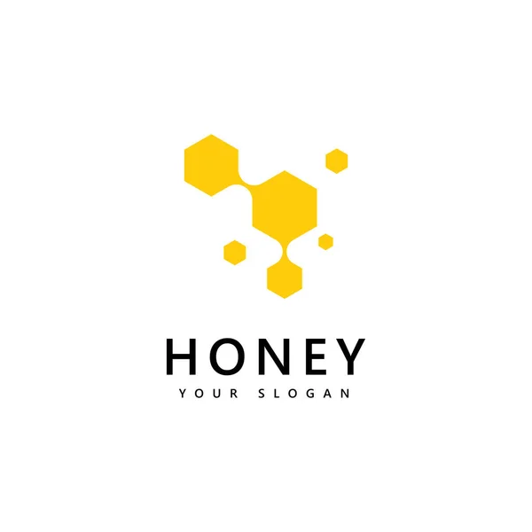 Honey Comb Logo Icon Bees Vector Design — Stock Vector