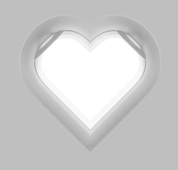 Serce puste okno białe płaszczyzny szablonu — Zdjęcie stockowe