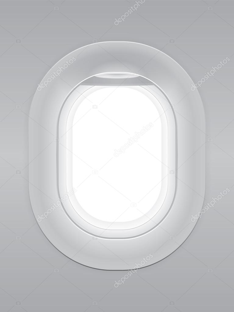 One gray blank window plane, gray airplane window, gray light template, plain aircraft window white space.