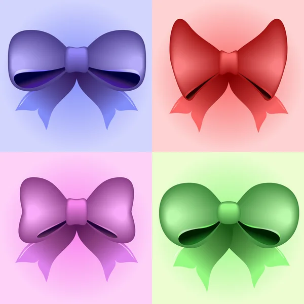 Set of multicolored bows — Stock Vector