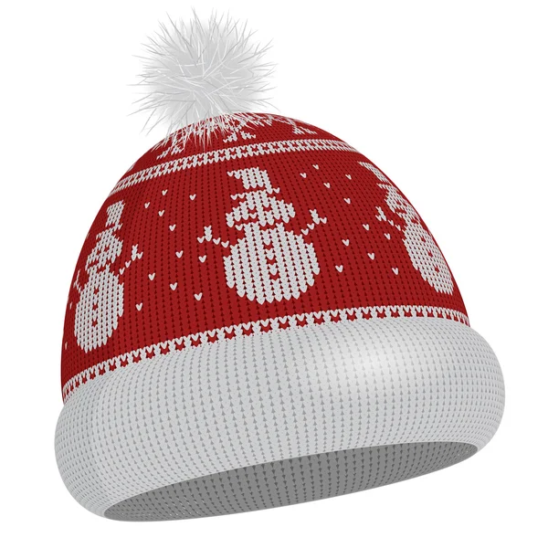 Chapeau tricoté avec bonhomme de neige — Image vectorielle