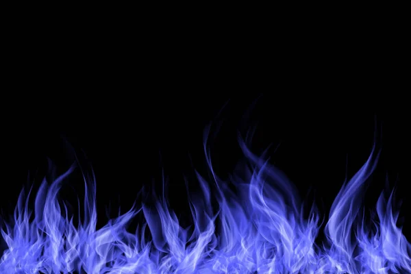 Blaues Feuer Auf Schwarzem Hintergrund — Stockfoto