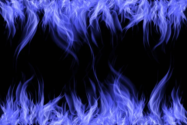 Blauw Vuur Zwarte Achtergrond — Stockfoto