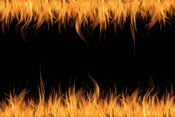 Orange Fire Black Background — Stock Photo, Image