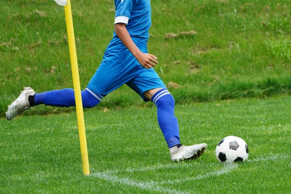 Eckball Fußballspiel — Stockfoto