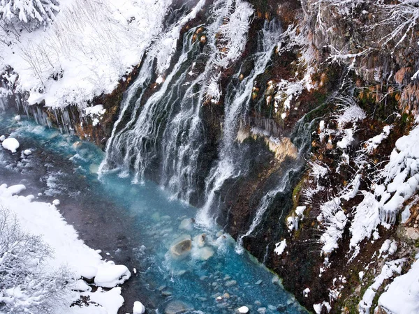 Shirohige Wasserfall Winter Hokkaido — Stockfoto