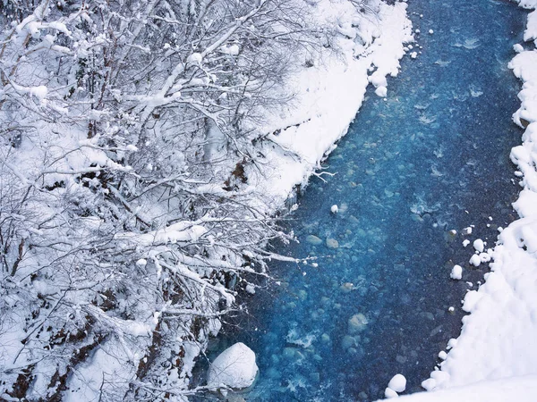 Blauer Fluss Winter Hokkadio — Stockfoto