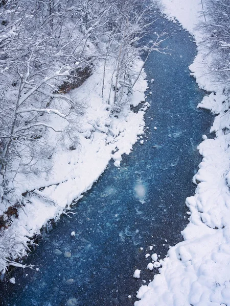 Blauer Fluss Winter Hokkadio — Stockfoto
