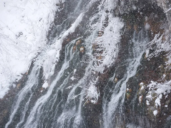 Shirohige Vattenfall Vintern Hokkaido — Stockfoto