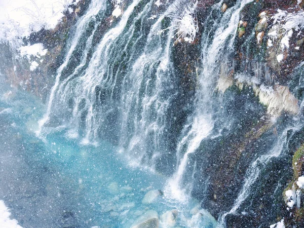 北海道冬季的石溪瀑布 — 图库照片