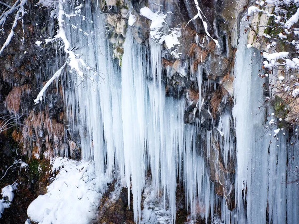 Nagy Jégcsapok Télen Hokkadio — Stock Fotó