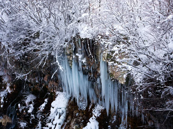 Große Eiszapfen Winter Hokkadio — Stockfoto