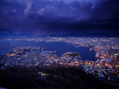 Hakodate hokkaido 'da gece görüntüsü
