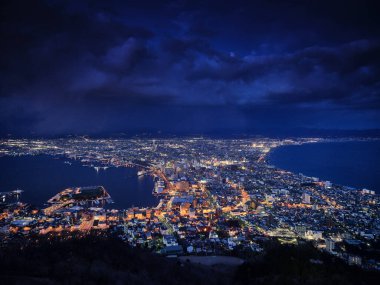 Hakodate hokkaido 'da gece görüntüsü