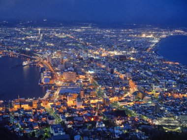 Hakodate hokkaido 'da gece görüntüsü