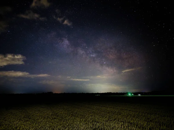 Mléčná Dráha Galaxie Pšeničné Pole — Stock fotografie