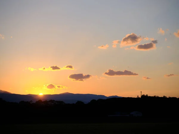 Pôr Sol Paisagem Verão Hokkaido — Fotografia de Stock