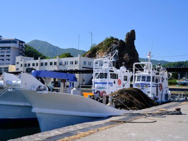 utoro hokkaido 'da balıkçı teknesi