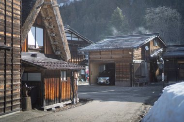 Shirakawago, Japonya kışı.