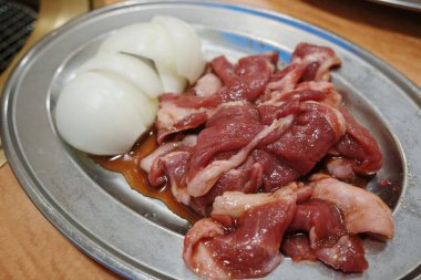 delicious lamb meat on silver plate