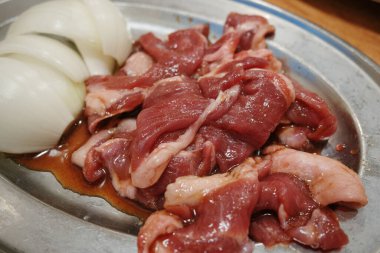 delicious lamb meat on silver plate