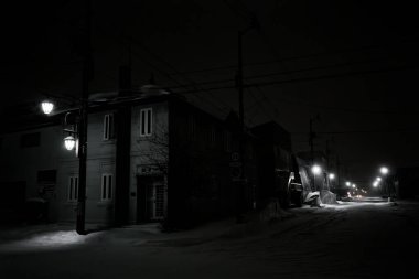 Kar yağan gece manzarası