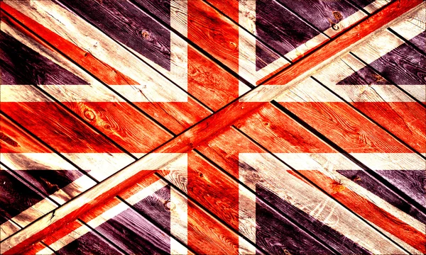 Bandiera della Gran Bretagna su sfondo di legno — Foto Stock