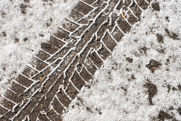Tire Tracks Snow — Stock Photo, Image