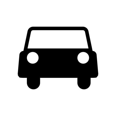 Araba simgesi. Beyaz arka planda siyah simgesi.