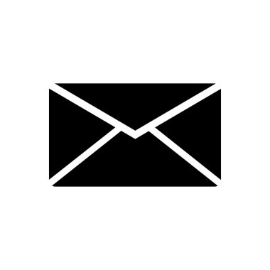 Zarf veya ileti simgesi. Beyaz arka planda siyah simgesi.