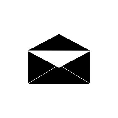 Zarf simgesi. Beyaz arka planda siyah simgesi.