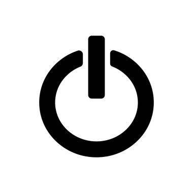 Güç düğmesi simgesi. Beyaz arka planda siyah simgesi.