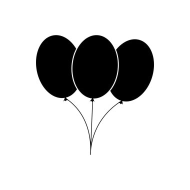 Balonlar simgesi. Beyaz arka planda siyah simgesi.