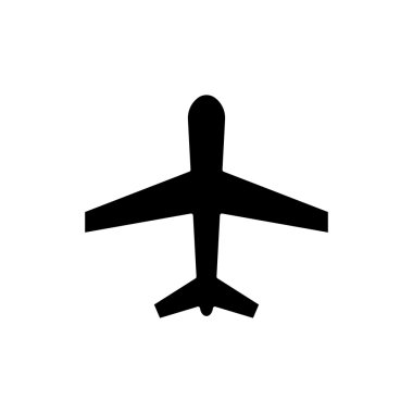 Uçak işareti simgesi. Beyaz arka planda siyah simgesi.