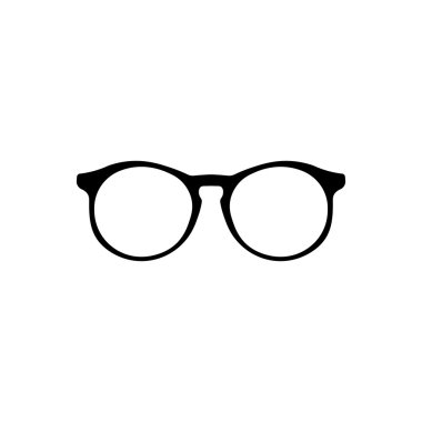 Gözlük simgesi. Beyaz arka planda siyah simgesi.