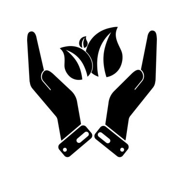 Eko ve el simgesi. Beyaz arka planda siyah simgesi.