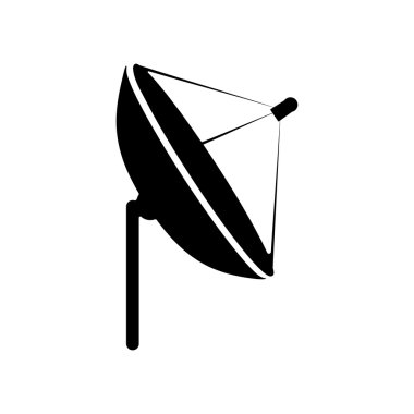 Uydu alıcı simgesi. Beyaz arka planda siyah simgesi.