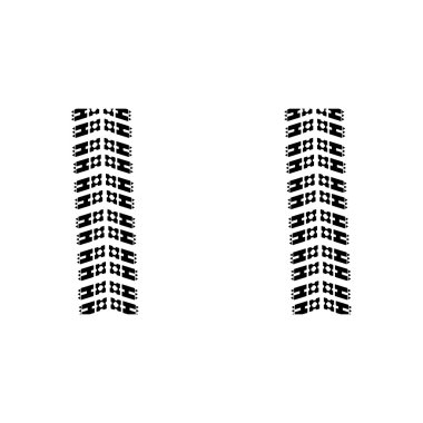 Lastik parça simgesi. Beyaz arka planda siyah simgesi.