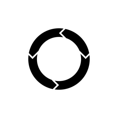 Dairesel ok simgesi. Beyaz arka planda siyah simgesi.