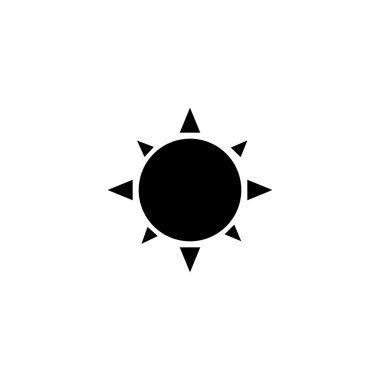 Güneş simgesi. Beyaz arka planda siyah simgesi.