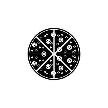 Pizza simgesi. Beyaz arka planda siyah simgesi.