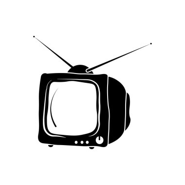 TV simgesi. Beyaz arka planda siyah simgesi.