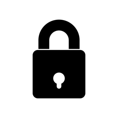 Kilit simgesi. Beyaz arka planda siyah simgesi.