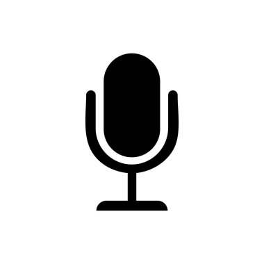 Mikrofon simgesi. Beyaz arka planda siyah simgesi.